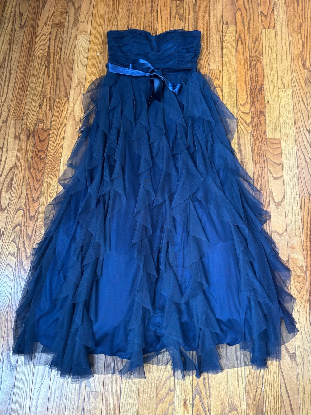 Women’s Pear Culture Navy Blue Corkscrew Tulle Gown Size 13/14